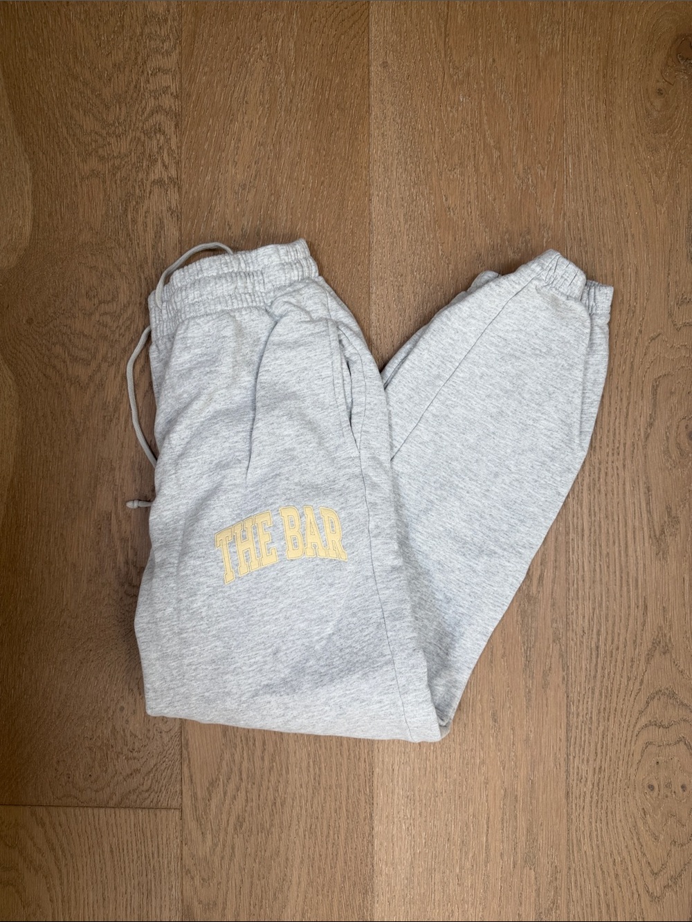 The Bar Light Gray Track Joggers with Yellow Logo